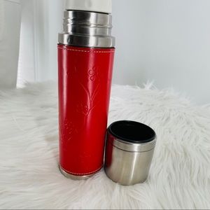 Starbucks Red Floral Leather Sleeve Stainless Steel Thermos